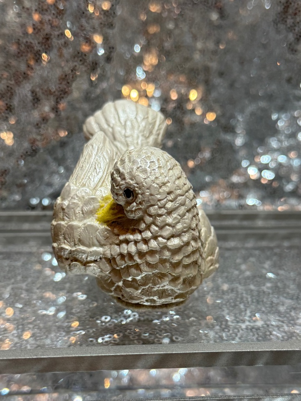 Vintage white pearl bird